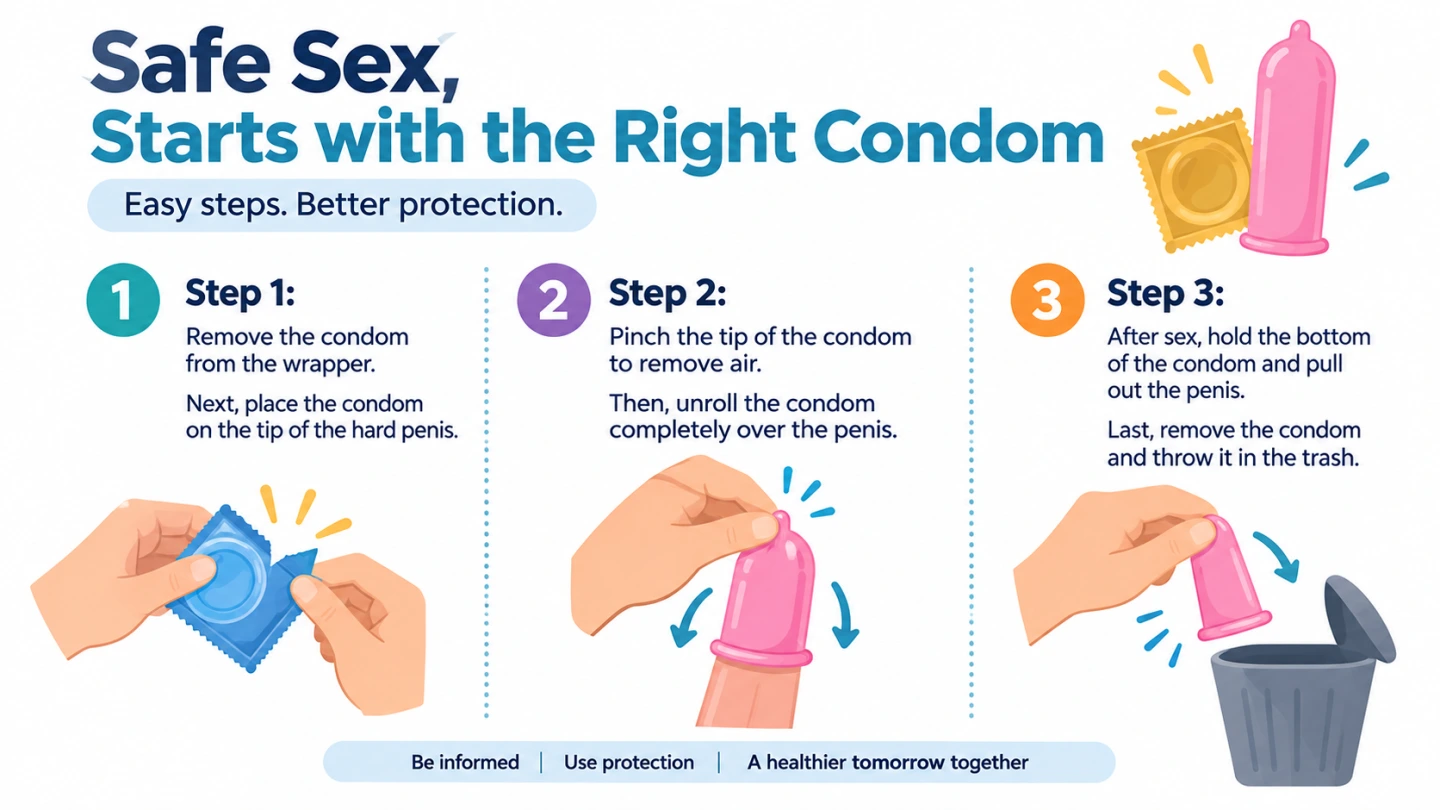 Use an external condom correctly from start to finish