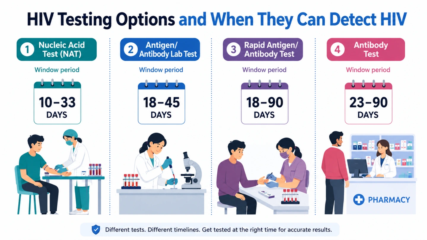 Different HIV tests detect infection at different times