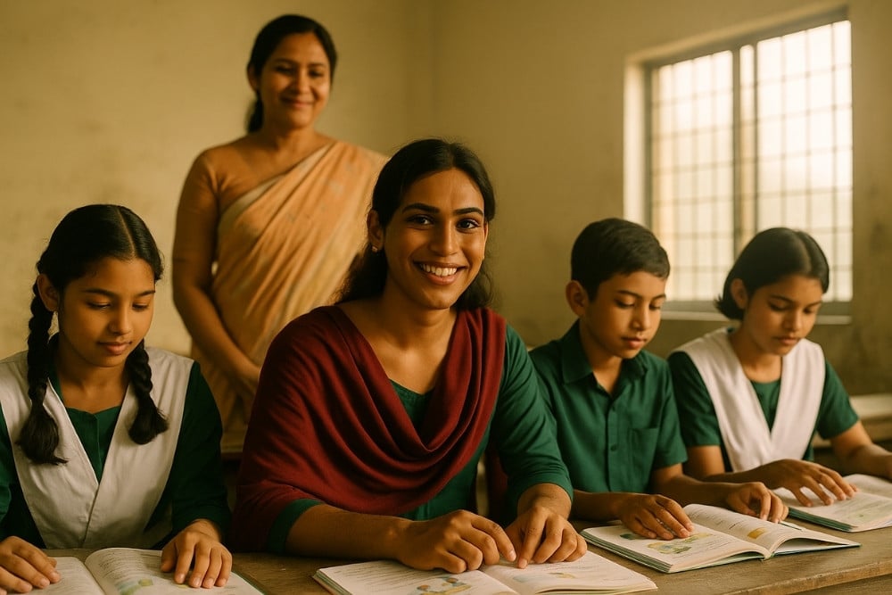 A textbook featuring images of transgender people in Bangladesh
