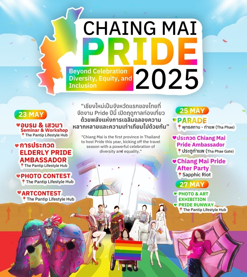 Chiang Mai Pride 2025 จุดเริ่มต้นของประวัติศาสตร์ เมืองแรกที่เปิด Pride Month