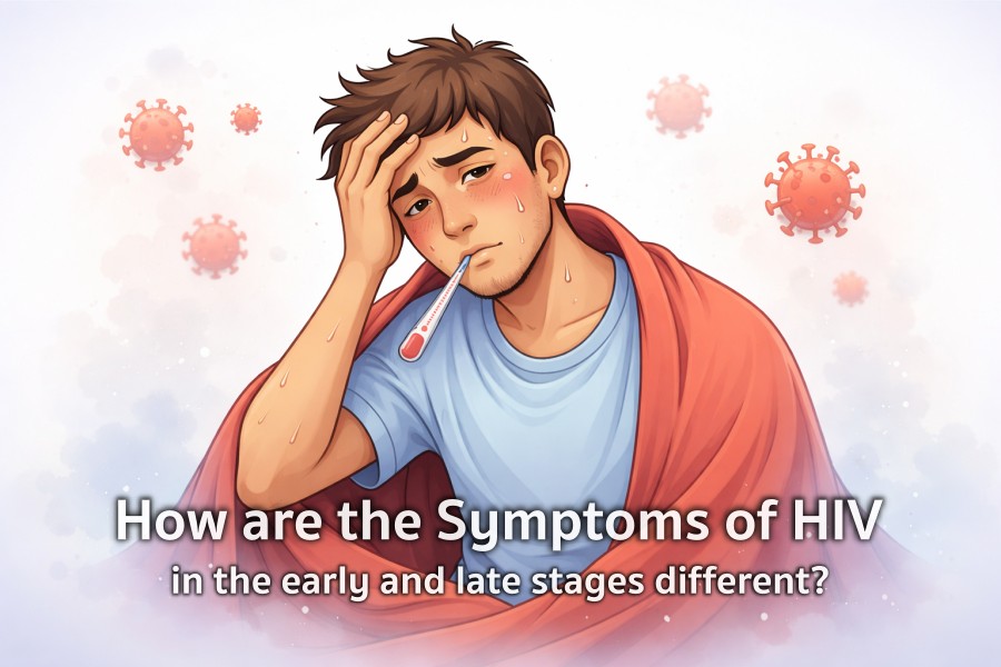 How are the symptoms of HIV in the early and late stages different