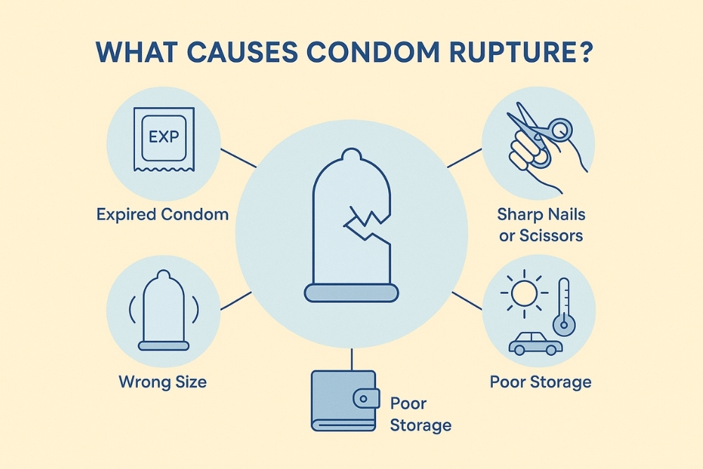 What causes condom rupture