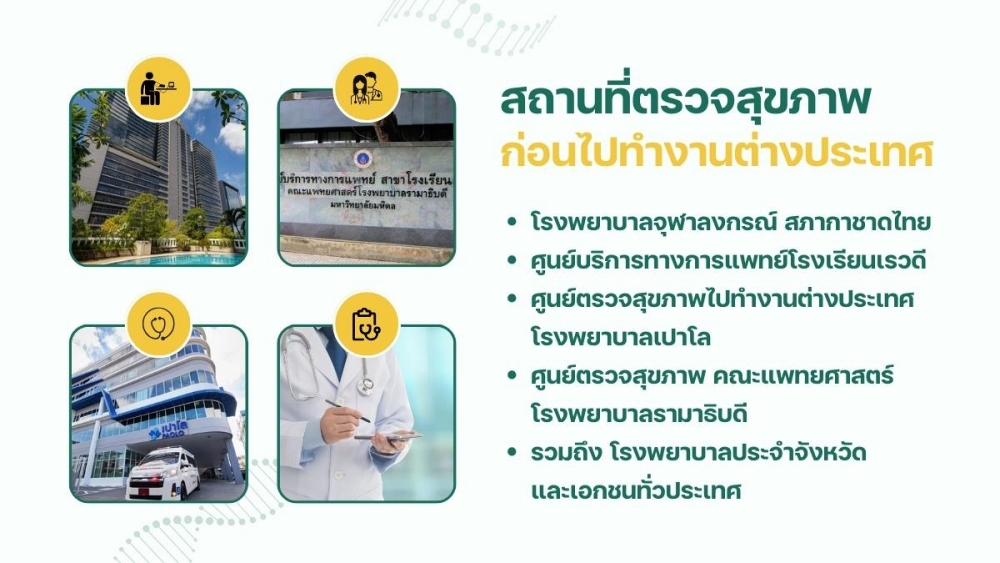 สถานที่ตรวจสุขภาพ ก่อนไปทำงานต่างประเทศ
